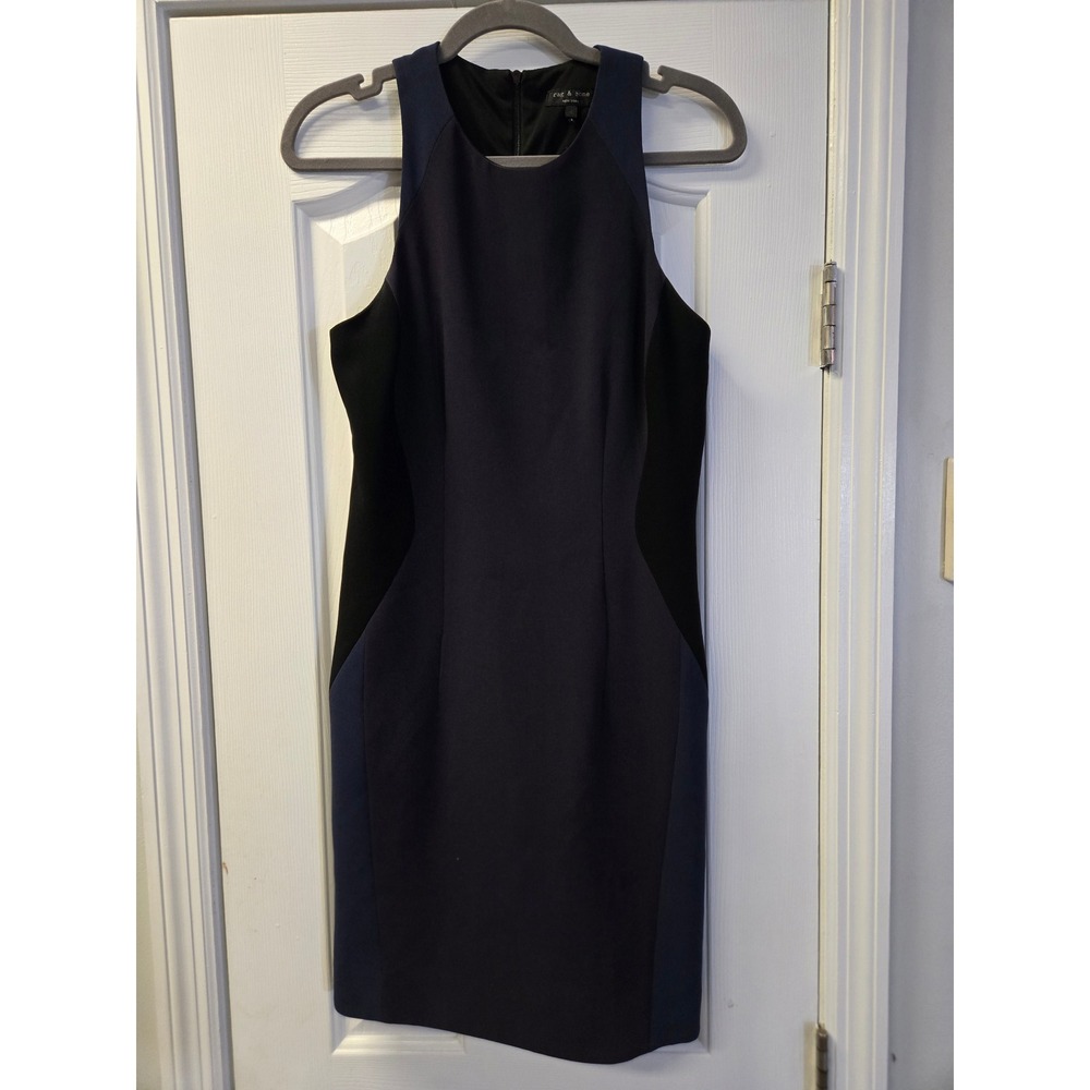 Rag & Bone Clemence Navy Black Colorblock Sheath Dress 4 Quiet Luxery Minimalist